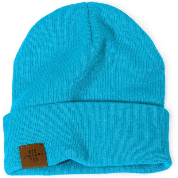 Men and Women Deepskyblue Acrylic Stretchy Daily Knit Warm Winter Beanie Hats - Picture 2 of 7